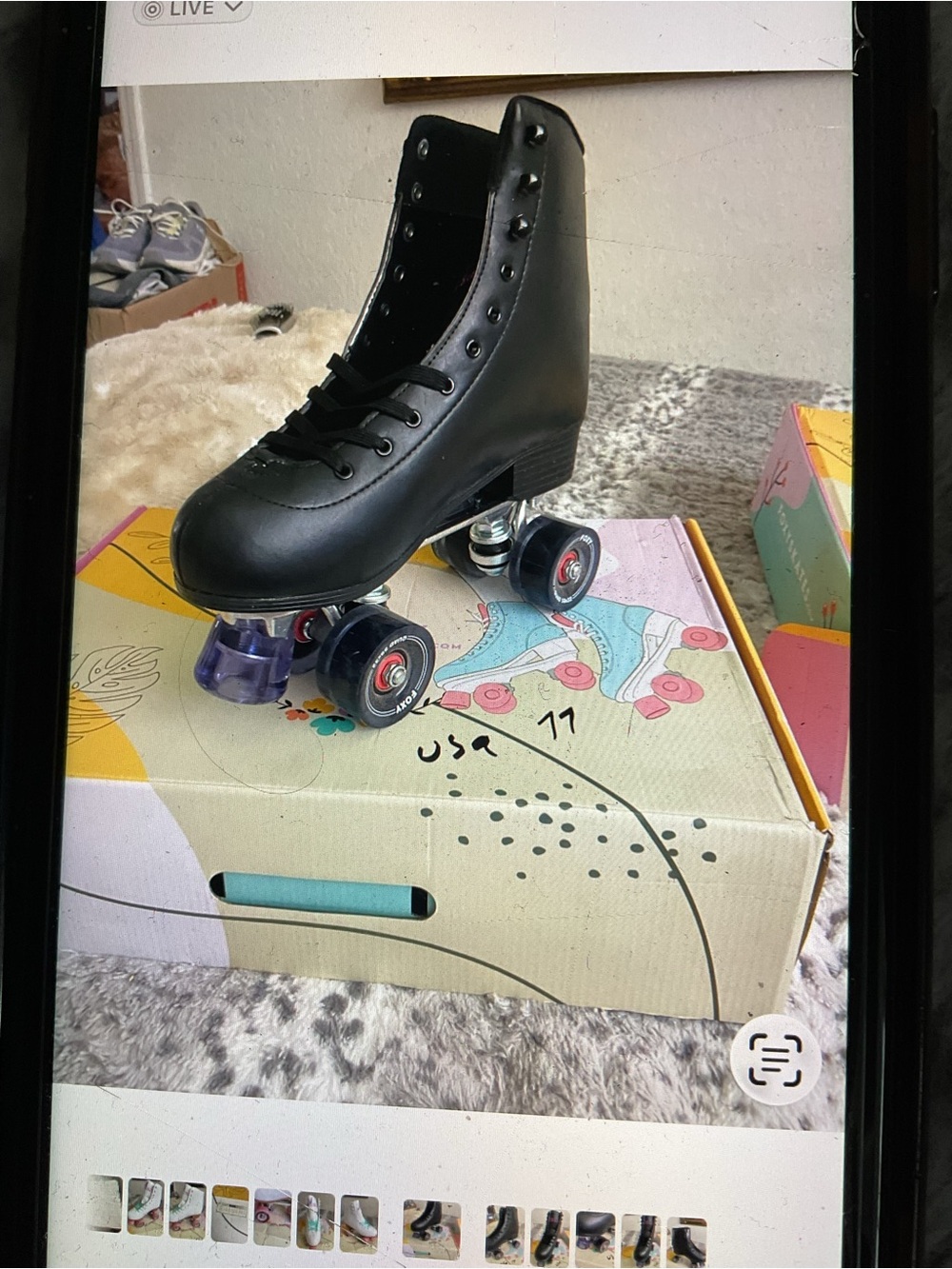 New Foxy Black Classic Quad Roller Skate with Clear Purple Heel Stop